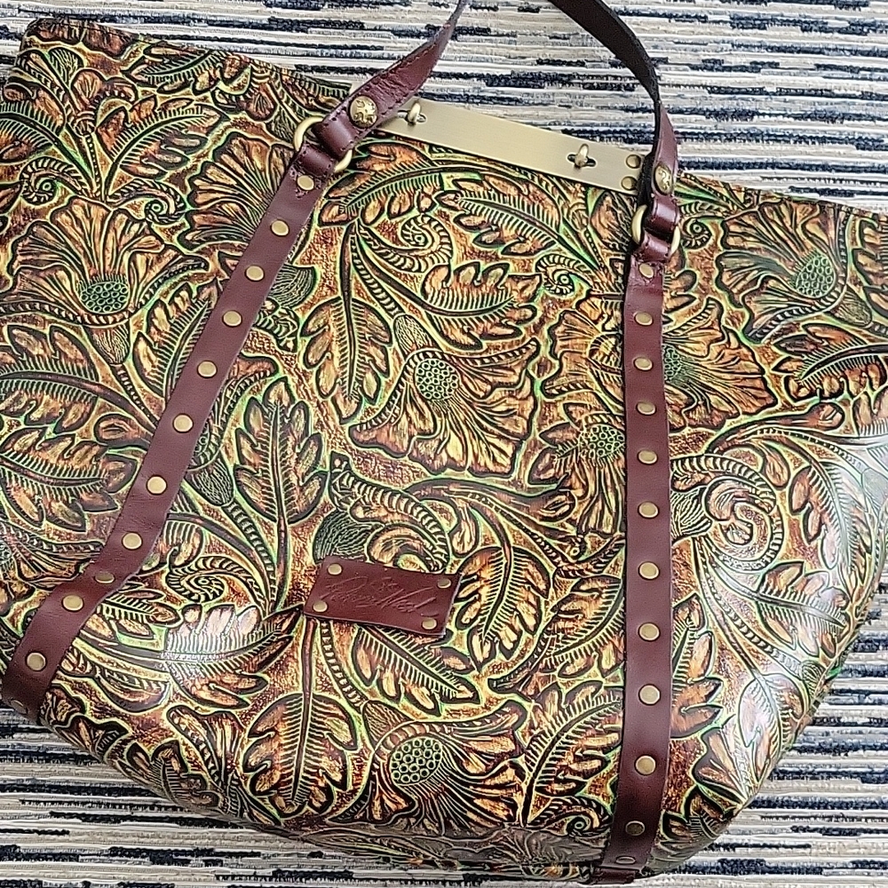 Floral Embossed Leather Tote Bag Patricia Nash